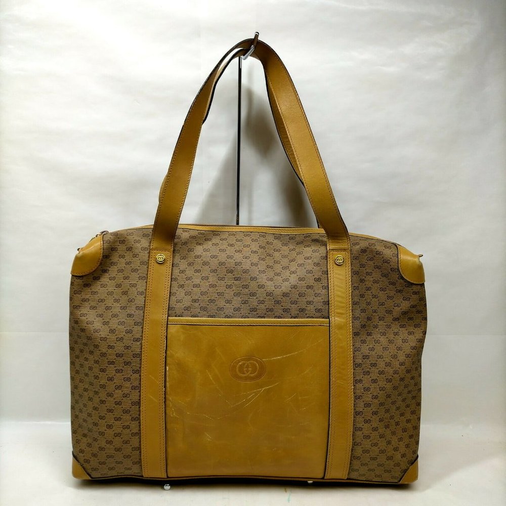 authentic Vintage Gucci Shoulder Bag Brown PVC